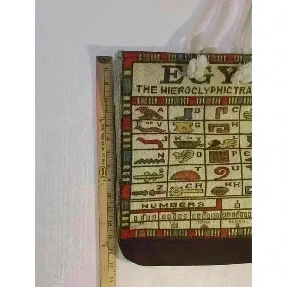 Printed Canvas Tote Bag Purse Egypt Egyptian 15 x 14 Hieroglyphics Alphabet - Picture 8 of 9